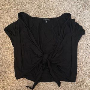 Black front tie crop top